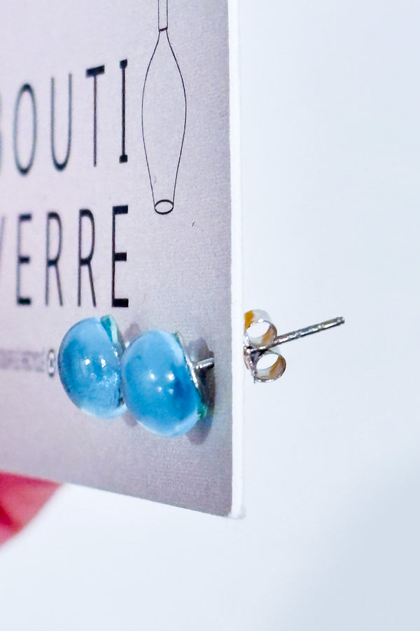 Boucles d'oreilles bleues en verre recyclé seconde main - Boutiverre- La Penderie du Paradis