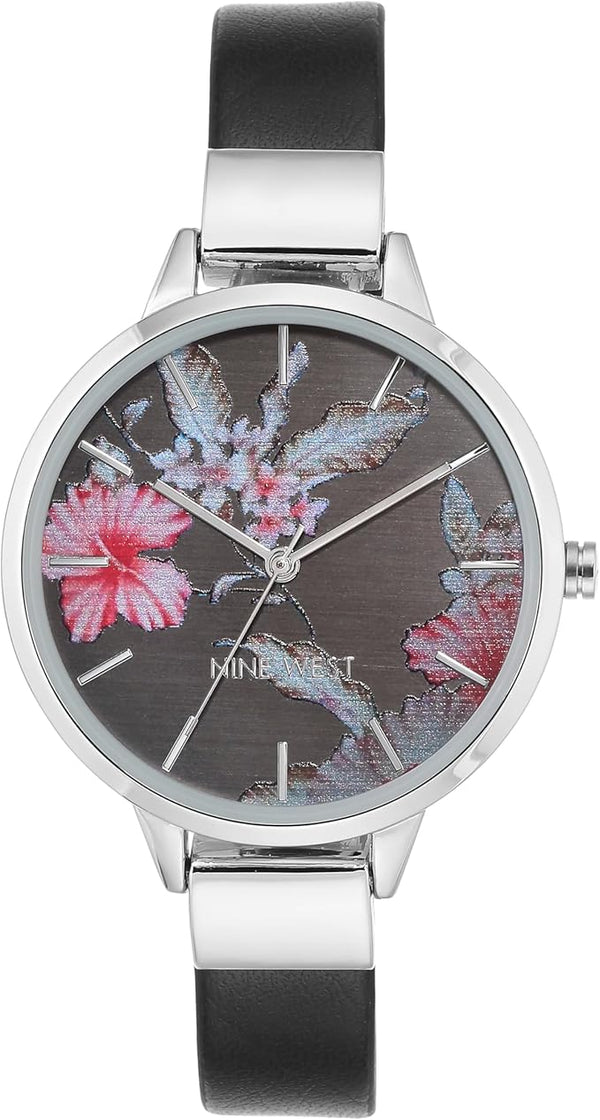 Montre noire avec cadran floral seconde main - Nine West- La Penderie du Paradis