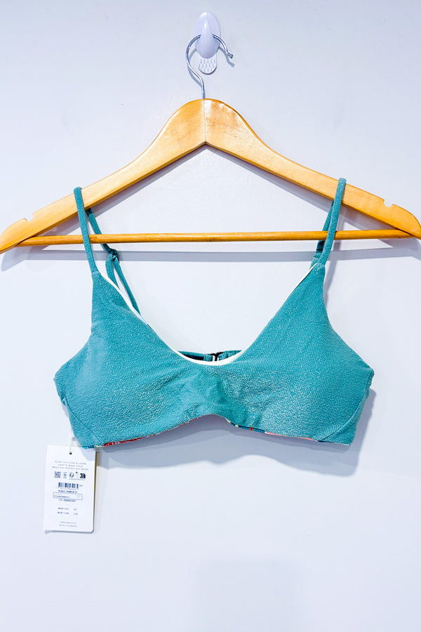 Haut de maillot de bain réversible vert côtelé / bleu fleuri* seconde main - Maaji- La Penderie du Paradis