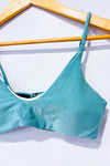 Haut de maillot de bain réversible vert côtelé / bleu fleuri* seconde main - Maaji- La Penderie du Paradis
