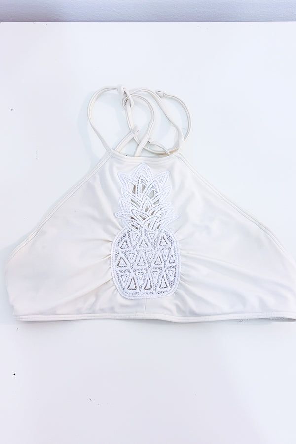 Haut de maillot de bain licou ananas en dentelle seconde main - Aerie- La Penderie du Paradis
