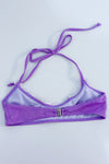 Haut de maillot de bain lilas côtelé à fleurs brodées seconde main - Retro Stage- La Penderie du Paradis
