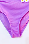 Bas de maillot de bain lilas côtelé à fleurs brodées* seconde main - Retro Stage- La Penderie du Paradis