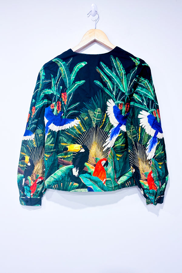 Blouse Adriana motif de perroquets tropicaux (m)-FARM Rio-La Penderie du Paradis 🕊