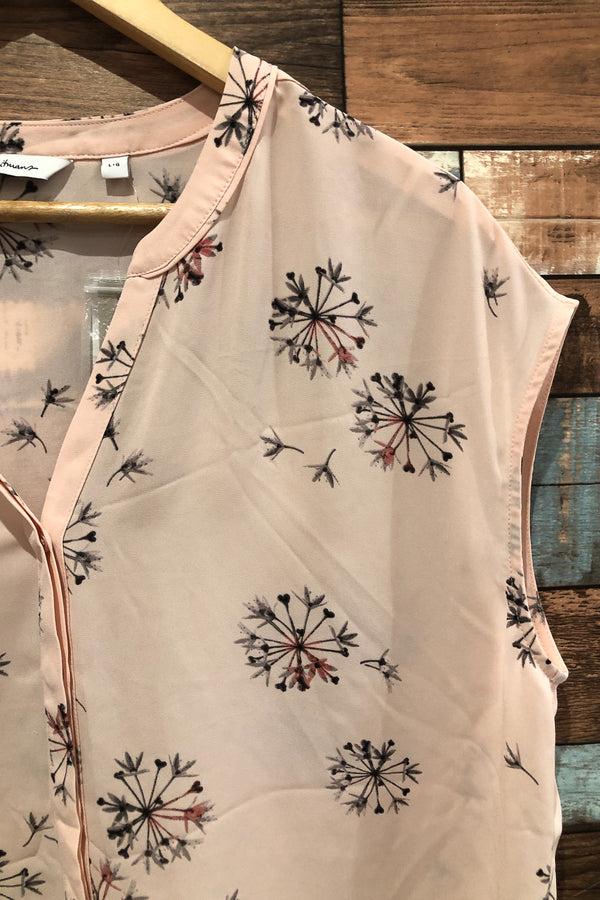 Blouse ample rose fleurie (l) seconde main Reitmans