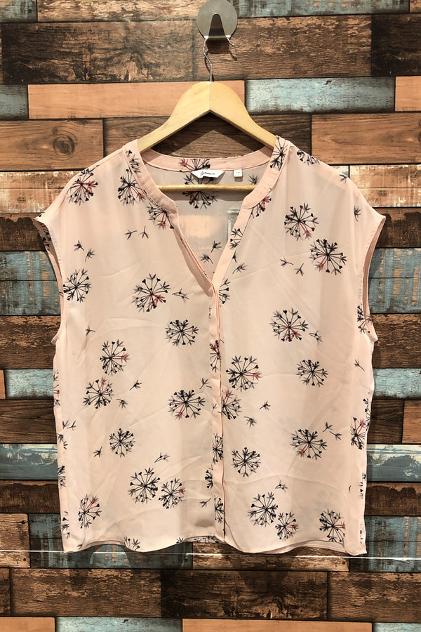 Blouse ample rose fleurie (l) seconde main Reitmans