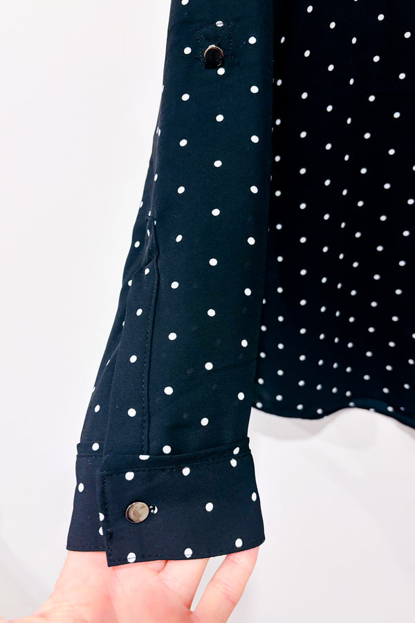 Blouse fluide noire Ă  pois (m)-Reitmans-La Penderie du Paradis đ