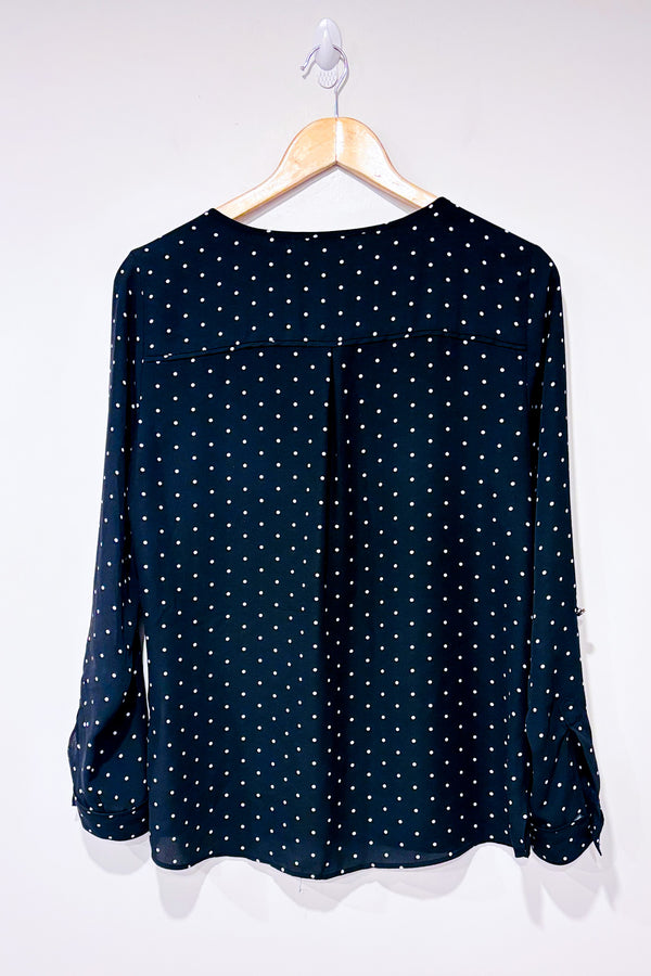 Blouse fluide noire Ă  pois (m)-Reitmans-La Penderie du Paradis đ