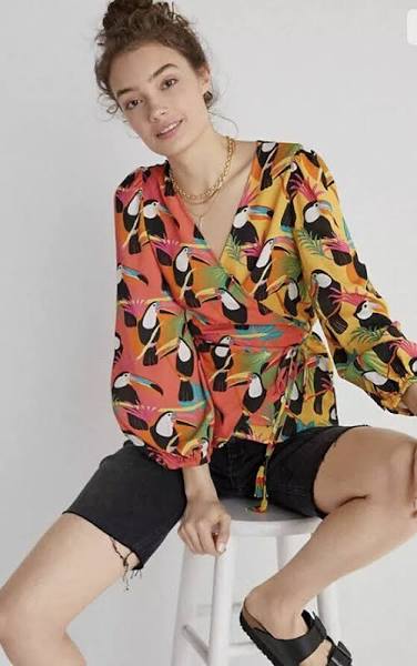 Blouse Rainforest à nouer multicolore avec toucans (s)-FARM Rio-La Penderie du Paradis 🕊