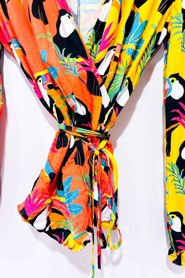 Blouse Rainforest à nouer multicolore avec toucans (s)-FARM Rio-La Penderie du Paradis 🕊