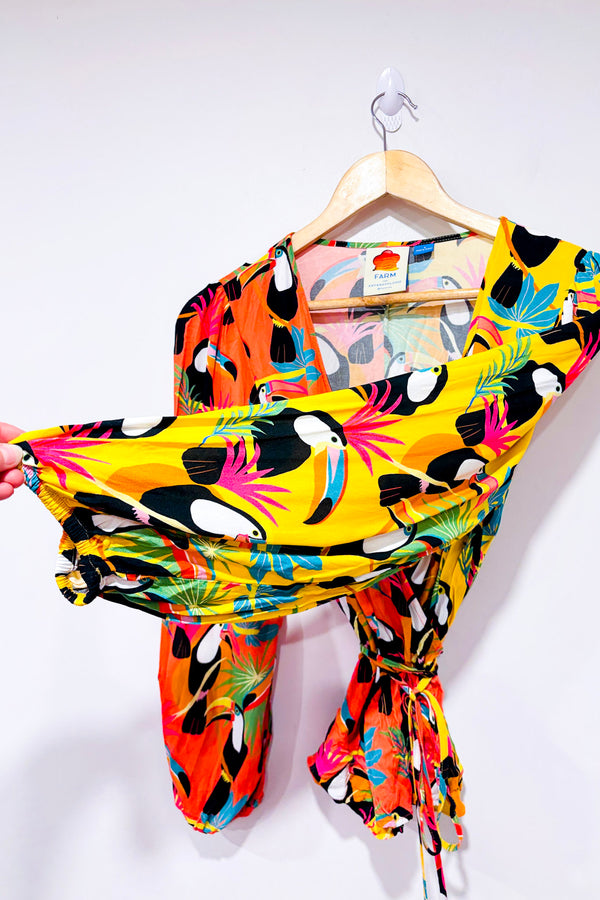 Blouse Rainforest à nouer multicolore avec toucans (s)-FARM Rio-La Penderie du Paradis 🕊