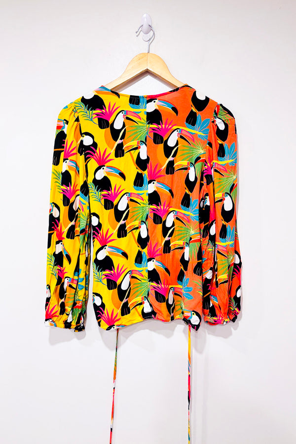 Blouse Rainforest à nouer multicolore avec toucans (s)-FARM Rio-La Penderie du Paradis 🕊