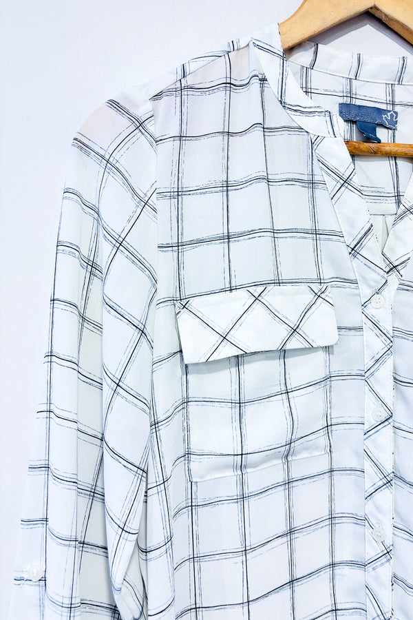 Blouse transparente blanche et noire à carreaux (xs) -- La Penderie du Paradis ?