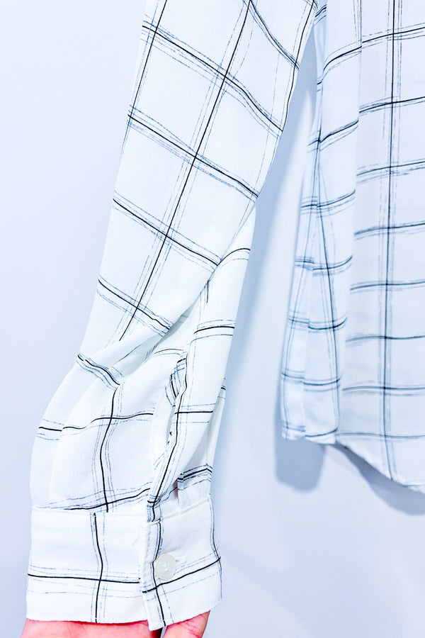 Blouse transparente blanche et noire à carreaux (xs) -- La Penderie du Paradis ?
