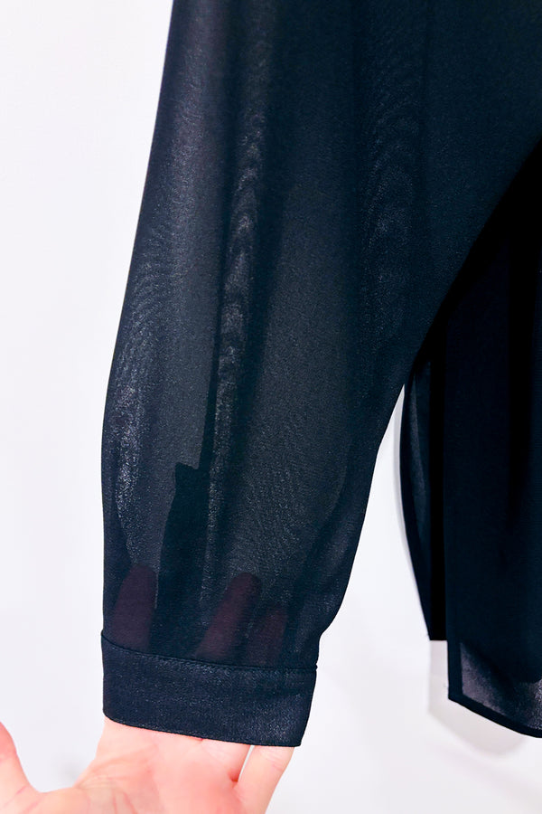 Blouse vintage noire transparente avec épaulettes (l)-Autres-La Penderie du Paradis 🕊