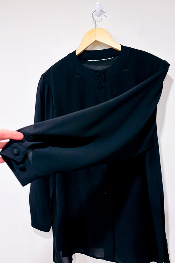 Blouse vintage noire transparente avec épaulettes (l)-Autres-La Penderie du Paradis 🕊