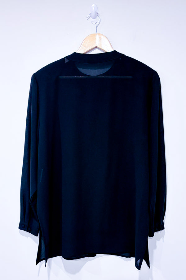 Blouse vintage noire transparente avec épaulettes (l)-Autres-La Penderie du Paradis 🕊