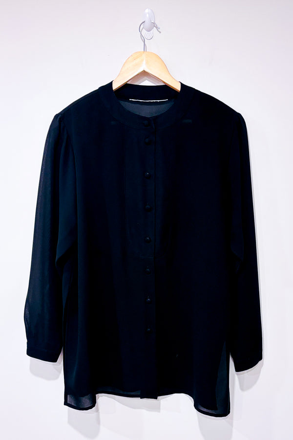 Blouse vintage noire transparente avec épaulettes (l)-Autres-La Penderie du Paradis 🕊