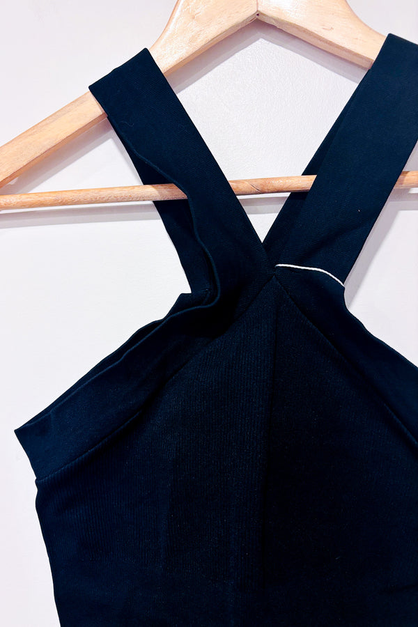 Bodysuit noir sculptant à bretelles croisées (m/l)-HeyShape-La Penderie du Paradis 🕊