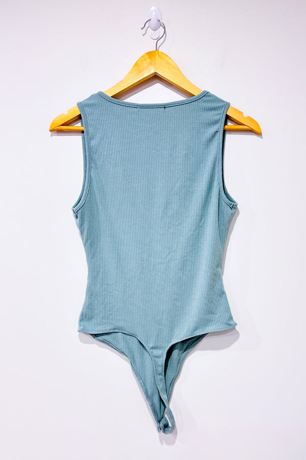 Bodysuit vert côtelé seconde main - Forever21- La Penderie du Paradis