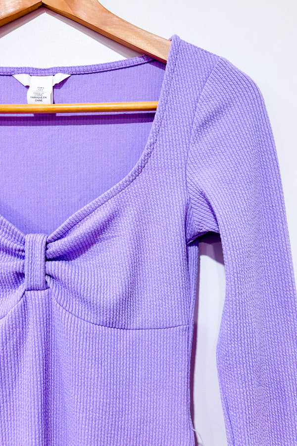 Bodysuit côtelé lilas à manches longues* seconde main - H&M- La Penderie du Paradis