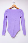 Bodysuit côtelé lilas à manches longues* seconde main - H&M- La Penderie du Paradis