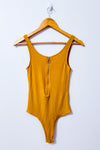 Bodysuit côtelé safran avec fermeture éclair seconde main - SWS Streetwear Society- La Penderie du Paradis