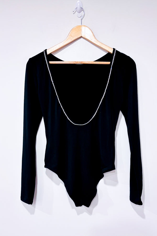 Bodysuit noir dos ouvert avec diamants (s)-H&M-La Penderie du Paradis 🕊