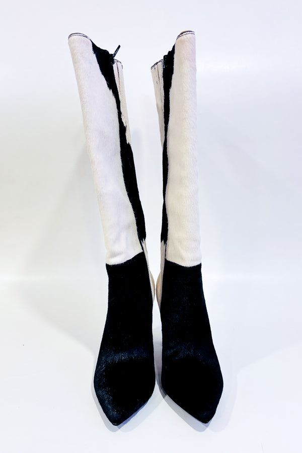 Bottes Palmina noires et blanche en fourrure (7.5)-I.N.C. International Concepts-La Penderie du Paradis 🕊