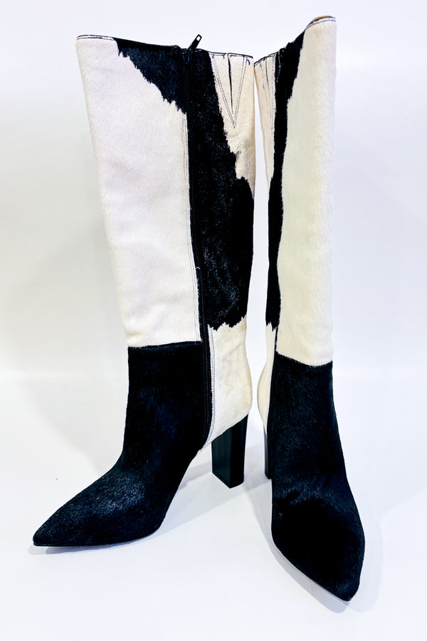Bottes Palmina noires et blanche en fourrure (7.5)-I.N.C. International Concepts-La Penderie du Paradis 🕊
