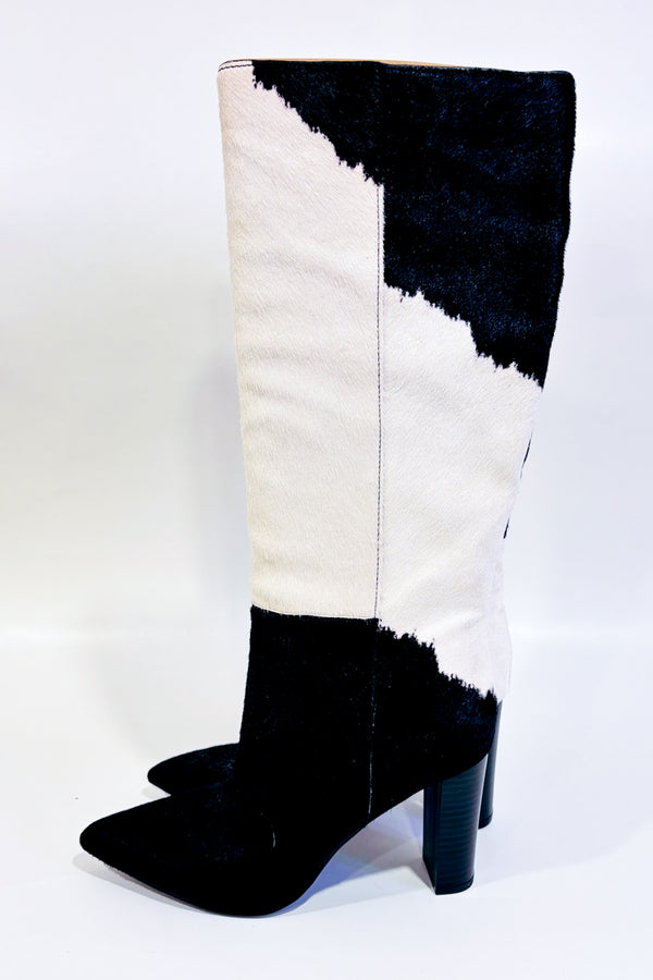 Bottes Palmina noires et blanche en fourrure (7.5)-I.N.C. International Concepts-La Penderie du Paradis 🕊