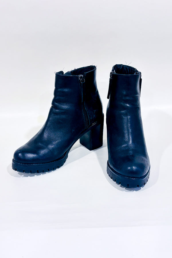 Bottes noires en cuir Amaliaa Ă talon* seconde main - Steve Madden- La Penderie du Paradis