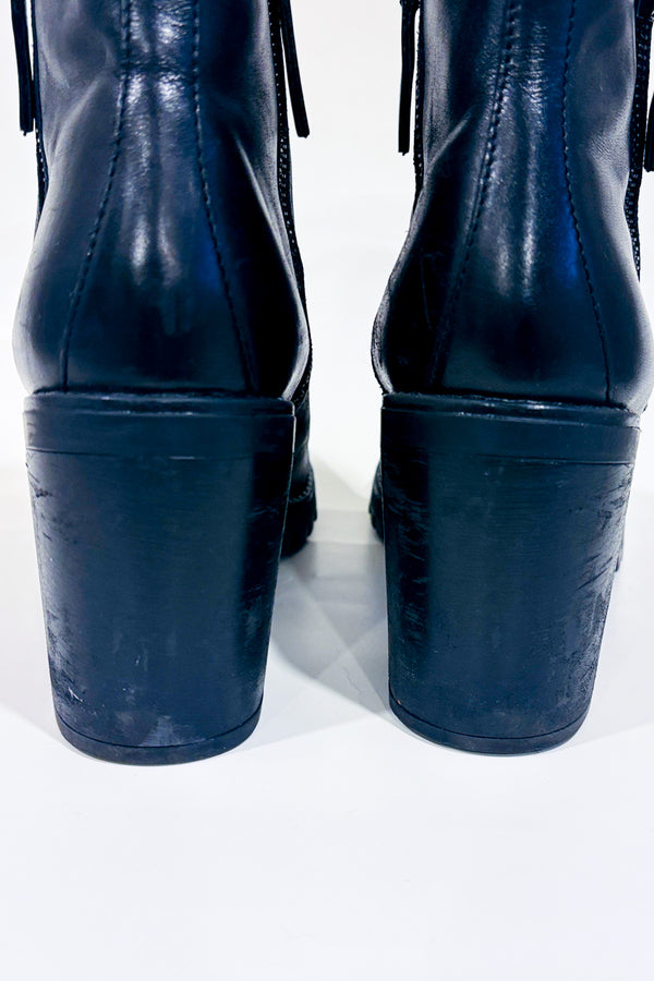 Bottes noires en cuir Amaliaa Ă talon* seconde main - Steve Madden- La Penderie du Paradis