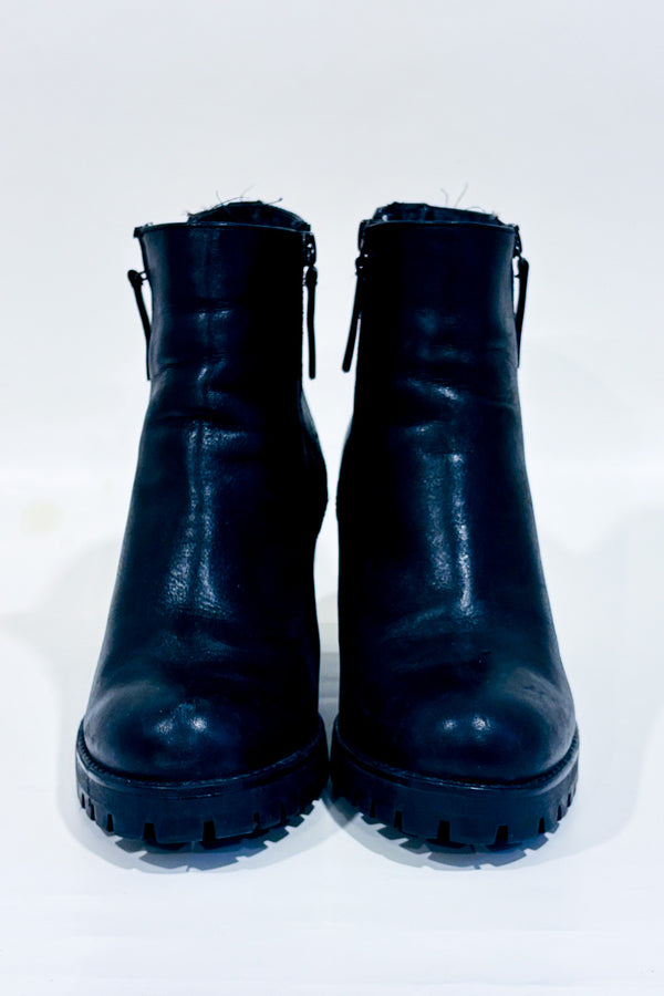 Bottes noires en cuir Amaliaa Ă talon* seconde main - Steve Madden- La Penderie du Paradis