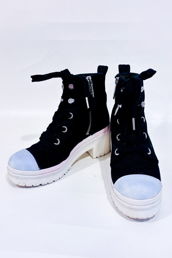 Bottes plateformes noires à lacets* seconde main - Michael Kors- La Penderie du Paradis