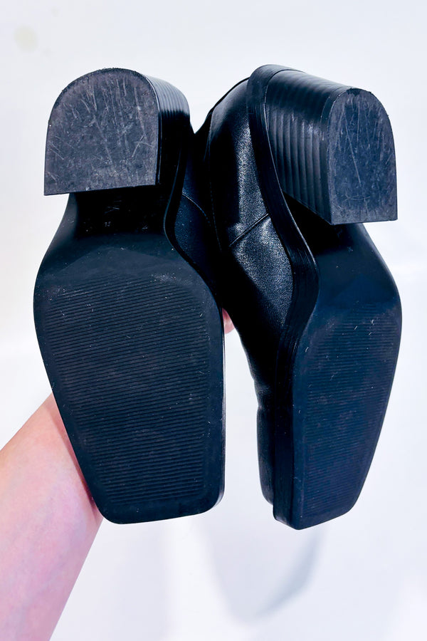 Bottes noires à talon bloc* seconde main - Zara- La Penderie du Paradis