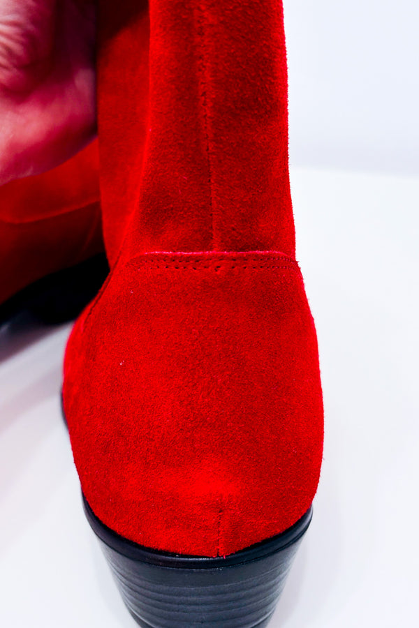 Bottes western rouges en cuir* seconde main - Geneva Shoes- La Penderie du Paradis