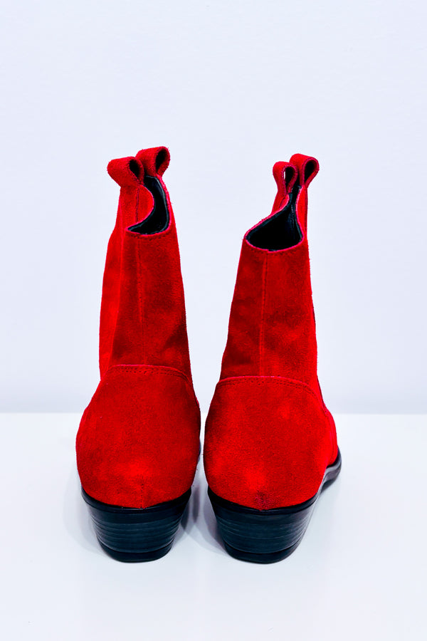 Bottes western rouges en cuir* seconde main - Geneva Shoes- La Penderie du Paradis