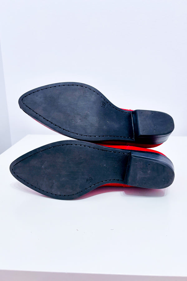 Bottes western rouges en cuir* seconde main - Geneva Shoes- La Penderie du Paradis