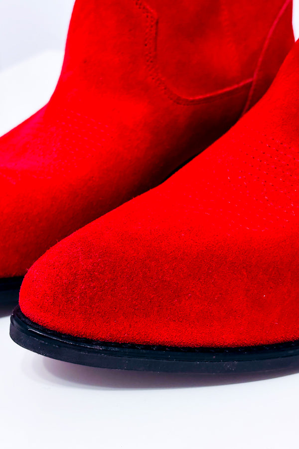 Bottes western rouges en cuir* seconde main - Geneva Shoes- La Penderie du Paradis