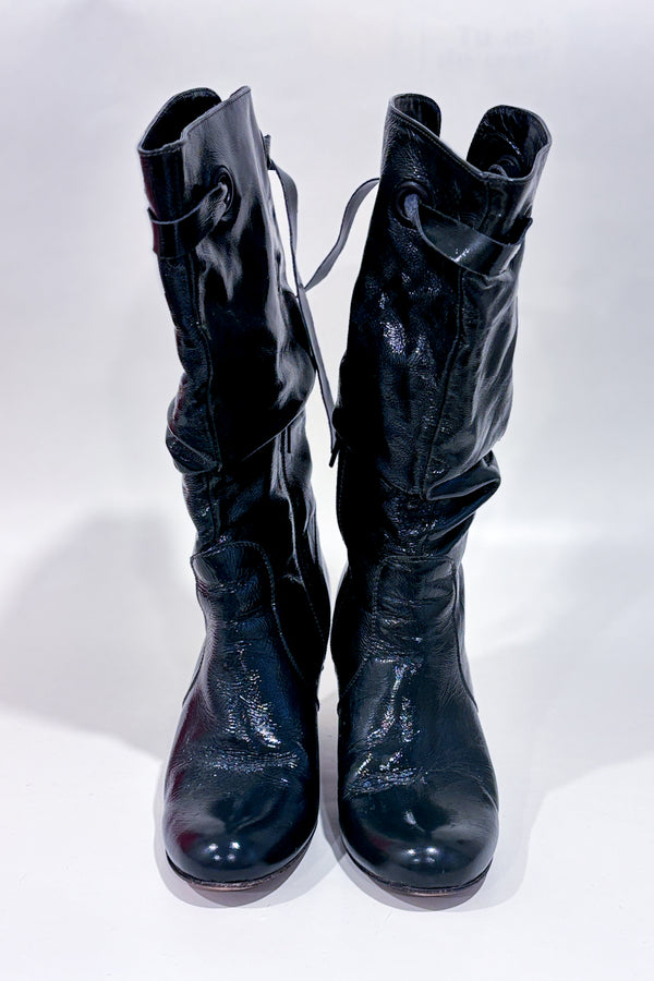 Bottes grises vernies en cuir (6.5)-Autres-La Penderie du Paradis 🕊