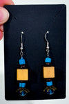 Boucles d'oreilles cubes bleus et bois-Autres-La Penderie du Paradis 🕊