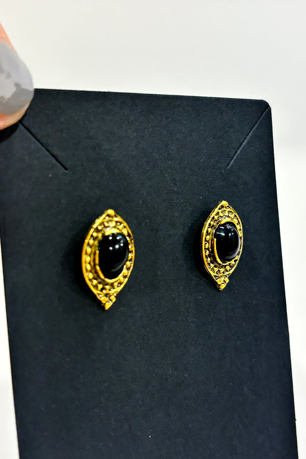 Boucles d'oreilles noires et or seconde main Autres