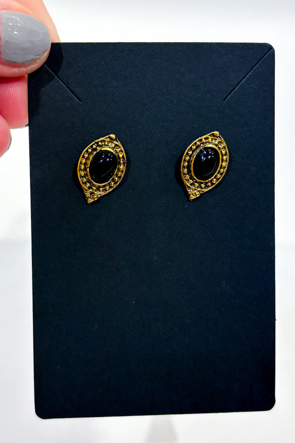 Boucles d'oreilles noires et or seconde main Autres