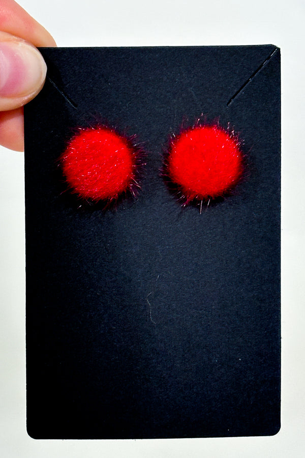 Boucles d'oreilles pastille rouge en poil - Autres - La Penderie du Paradis ?
