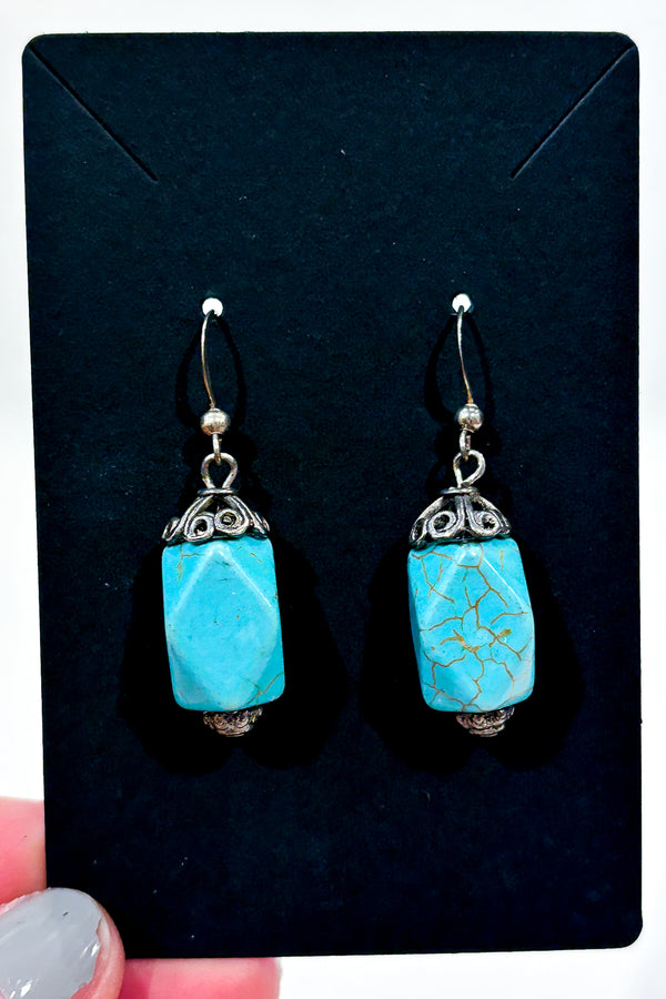 Boucles d'oreilles pendentif pierre turquoise seconde main Autres