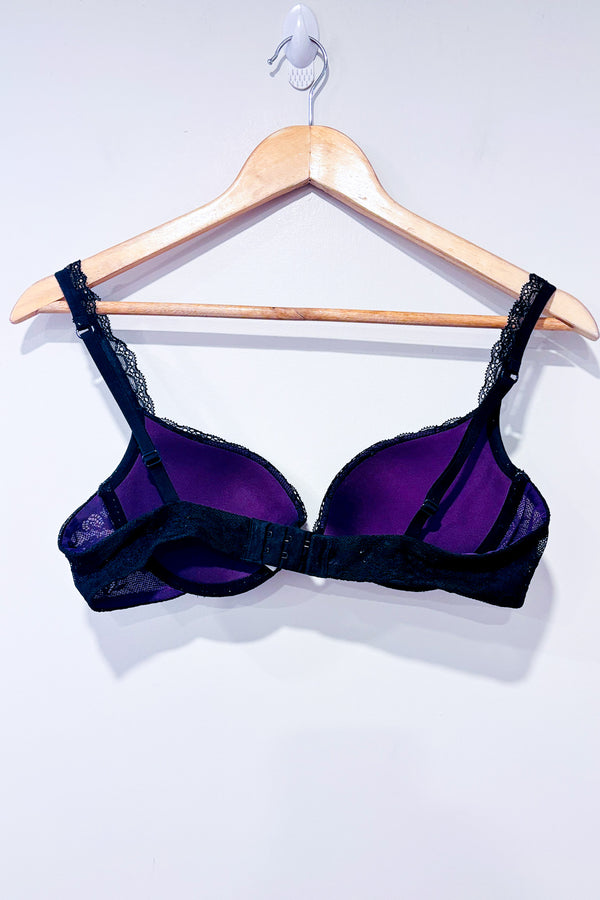 Soutien-gorge mauve et noir en dentelle extra-pigeonnant (34C)-Jacob-La Penderie du Paradis 🕊