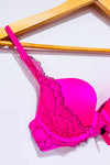 Soutien-gorge rose néon pigeonnant avec dentelle noire seconde main - La Senza- La Penderie du Paradis