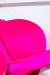 Soutien-gorge rose néon pigeonnant avec dentelle noire seconde main - La Senza- La Penderie du Paradis