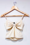 Camisole courte beige gaufrée (m)-H&M-La Penderie du Paradis 🕊